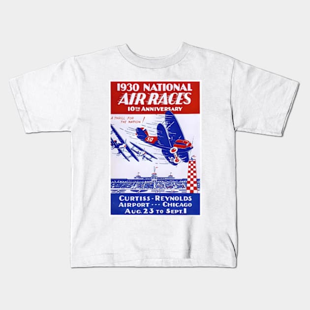 1930 National Air Races Poster Kids T-Shirt by Desert Owl Designs